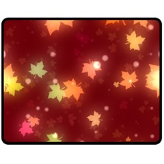 Leaf Leaves Bokeh Background Double Sided Fleece Blanket (medium)  by Mariart