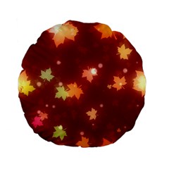 Leaf Leaves Bokeh Background Standard 15  Premium Flano Round Cushions by Mariart