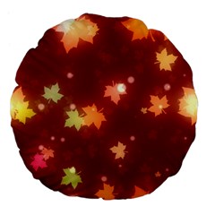 Leaf Leaves Bokeh Background Large 18  Premium Flano Round Cushions by Mariart