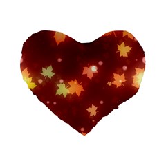 Leaf Leaves Bokeh Background Standard 16  Premium Flano Heart Shape Cushions by Mariart