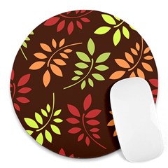 Leaves Foliage Pattern Design Round Mousepads by Mariart