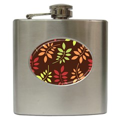 Leaves Foliage Pattern Design Hip Flask (6 Oz) by Mariart