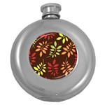 Leaves Foliage Pattern Design Round Hip Flask (5 oz) Front