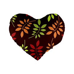 Leaves Foliage Pattern Design Standard 16  Premium Heart Shape Cushions by Mariart