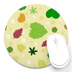 Leaves Background Leaf Round Mousepads by Mariart