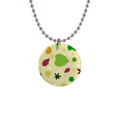 Leaves Background Leaf 1  Button Necklace by Mariart