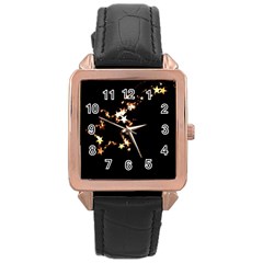 Shooting Star Rose Gold Leather Watch  by WensdaiAmbrose