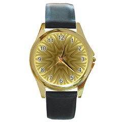 Background Pattern Golden Yellow Round Gold Metal Watch by Pakrebo