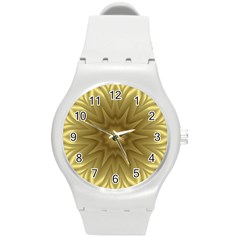 Background Pattern Golden Yellow Round Plastic Sport Watch (m) by Pakrebo