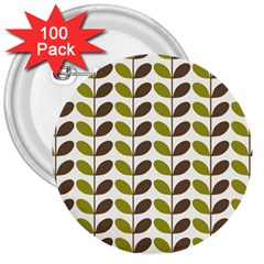 Leaf Plant Pattern Seamless 3  Buttons (100 Pack)  by Pakrebo