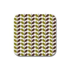 Leaf Plant Pattern Seamless Rubber Square Coaster (4 Pack)  by Pakrebo