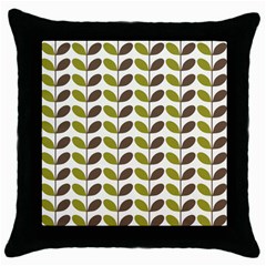 Leaf Plant Pattern Seamless Throw Pillow Case (black) by Pakrebo