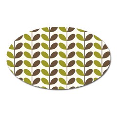 Leaf Plant Pattern Seamless Oval Magnet by Pakrebo