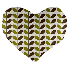 Leaf Plant Pattern Seamless Large 19  Premium Flano Heart Shape Cushions by Pakrebo