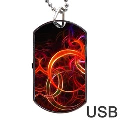 Background Fractal Abstract Dog Tag Usb Flash (one Side)