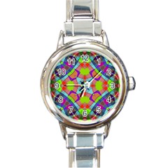 Farbenpracht Kaleidoscope Pattern Round Italian Charm Watch by Pakrebo