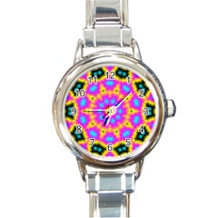 Background Fractal Structure Round Italian Charm Watch by Pakrebo