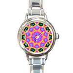 Background Fractal Structure Round Italian Charm Watch Front