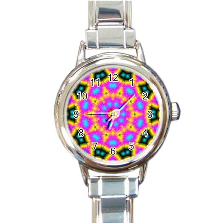 Background Fractal Structure Round Italian Charm Watch