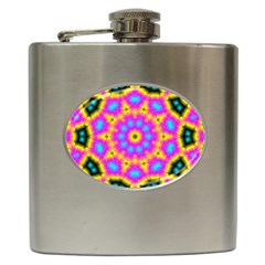 Background Fractal Structure Hip Flask (6 Oz) by Pakrebo