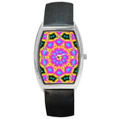 Background Fractal Structure Barrel Style Metal Watch by Pakrebo