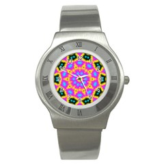 Background Fractal Structure Stainless Steel Watch by Pakrebo