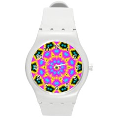 Background Fractal Structure Round Plastic Sport Watch (m) by Pakrebo