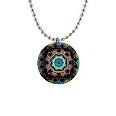 Fractal Chaos Symmetry Psychedelic 1  Button Necklace by Pakrebo