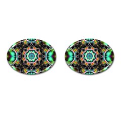 Fractal Chaos Symmetry Psychedelic Cufflinks (oval) by Pakrebo