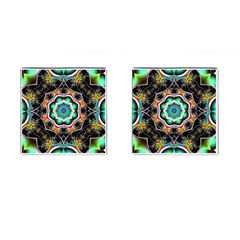 Fractal Chaos Symmetry Psychedelic Cufflinks (square) by Pakrebo