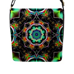 Fractal Chaos Symmetry Psychedelic Flap Closure Messenger Bag (l) by Pakrebo