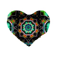 Fractal Chaos Symmetry Psychedelic Standard 16  Premium Flano Heart Shape Cushions by Pakrebo