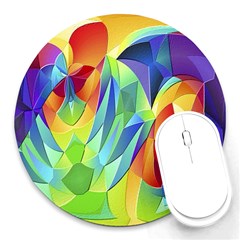 Modern Art Fractal Background Round Mousepads by Pakrebo