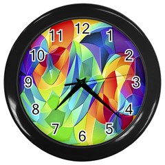 Modern Art Fractal Background Wall Clock (black) by Pakrebo