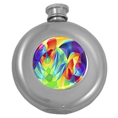 Modern Art Fractal Background Round Hip Flask (5 Oz) by Pakrebo