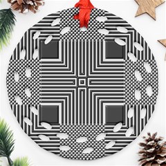 Construction Background Geometric Round Filigree Ornament (two Sides) by Pakrebo