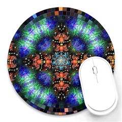 Mosaic Kaleidoscope Form Pattern Round Mousepads