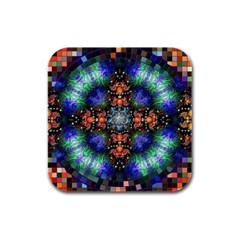 Mosaic Kaleidoscope Form Pattern Rubber Square Coaster (4 pack) 