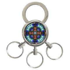 Mosaic Kaleidoscope Form Pattern 3-Ring Key Chains