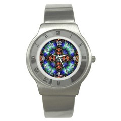 Mosaic Kaleidoscope Form Pattern Stainless Steel Watch