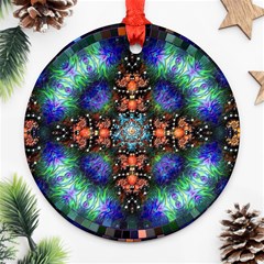 Mosaic Kaleidoscope Form Pattern Round Ornament (Two Sides)