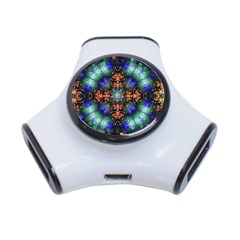 Mosaic Kaleidoscope Form Pattern 3-Port USB Hub