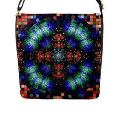 Mosaic Kaleidoscope Form Pattern Flap Closure Messenger Bag (L)