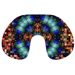 Mosaic Kaleidoscope Form Pattern Travel Neck Pillows by Pakrebo