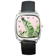 Banana leaf Square Metal Watch