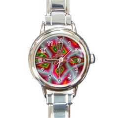 Fractal Art Pictures Digital Art Round Italian Charm Watch by Pakrebo