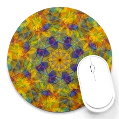 Farbenpracht Kaleidoscope Round Mousepads by Pakrebo