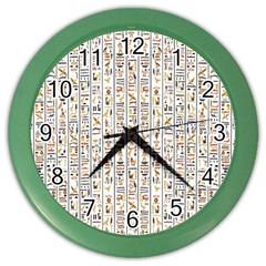 Egyptian Hieroglyphs Color Wall Clock by ArtworkByPatrick