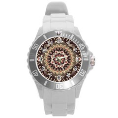 Seamless Pattern Floral Flower Round Plastic Sport Watch (l) by Pakrebo