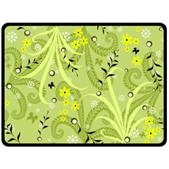 Seamless Pattern Green Garden Fleece Blanket (Large) 